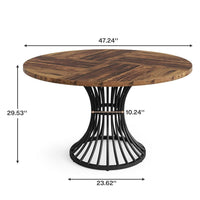 Farmhouse Dining Table, 47 Inch Brown Top, Hourglass Black Metal Base -BM336960