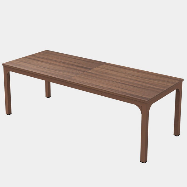 Farmhouse Dining Table, 79 Inch Rectangular Top, Rustic Brown Wood -BM336962