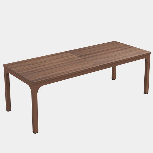 Farmhouse Dining Table, 79 Inch Rectangular Top, Rustic Brown Wood -BM336962