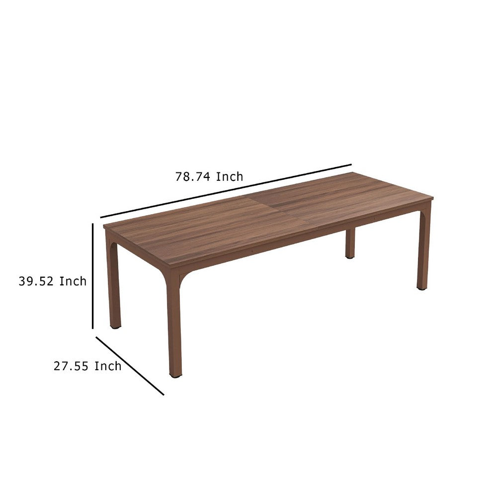 Farmhouse Dining Table, 79 Inch Rectangular Top, Rustic Brown Wood -BM336962
