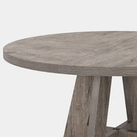 Farmhouse Dining Table, 47 Inch Round Top, Modern Base, Warm Gray Wood -BM336963