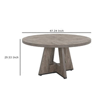 Farmhouse Dining Table, 47 Inch Round Top, Modern Base, Warm Gray Wood -BM336963