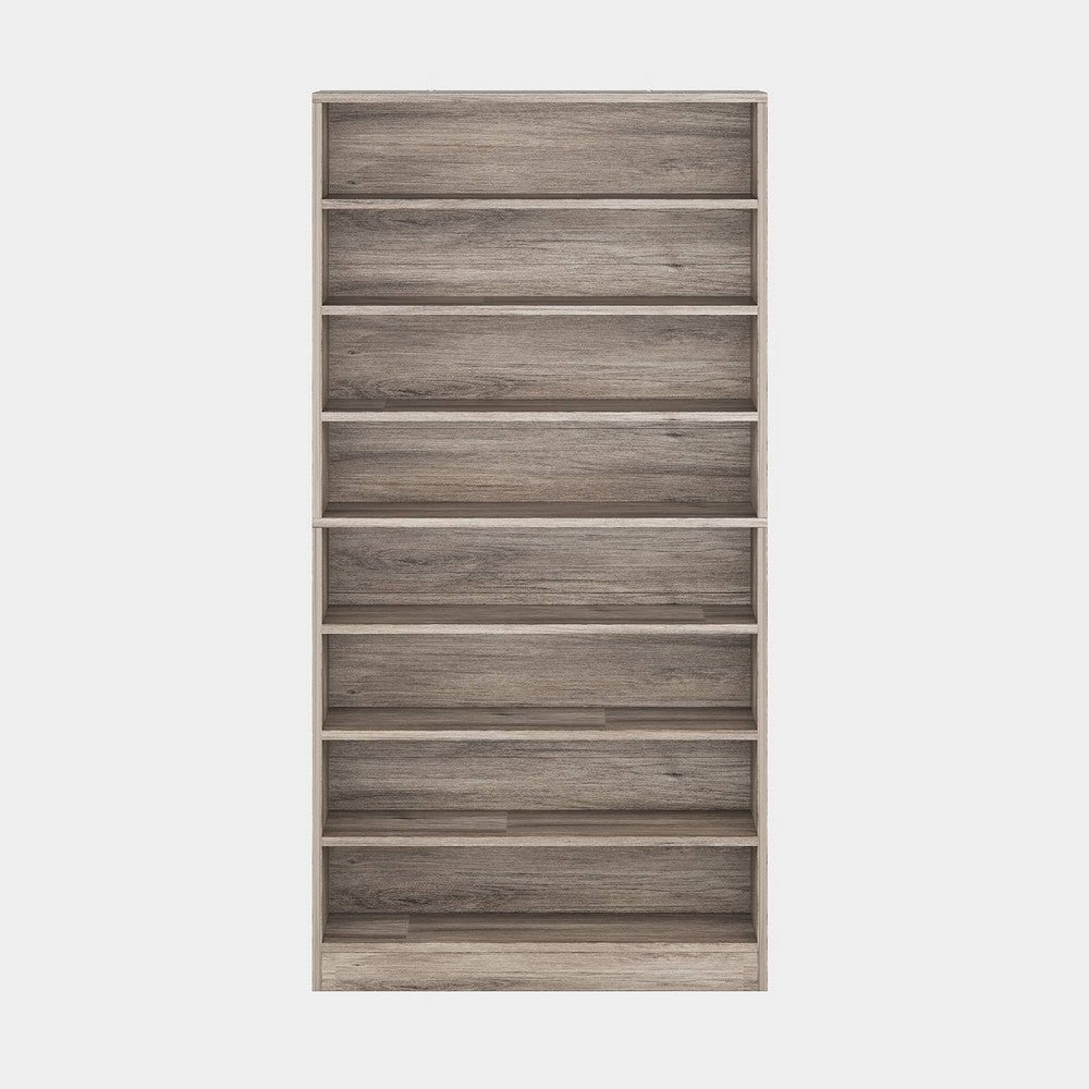 Freestanding Shoe Rack, 9 Tier White Display Shelves, Rustic Gray -BM336964