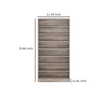 Freestanding Shoe Rack, 9 Tier White Display Shelves, Rustic Gray -BM336964