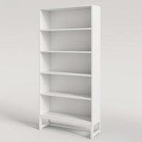 Modern Bookcase, Closed Back with LED Lights, 5 Display Shelves, White -BM336965