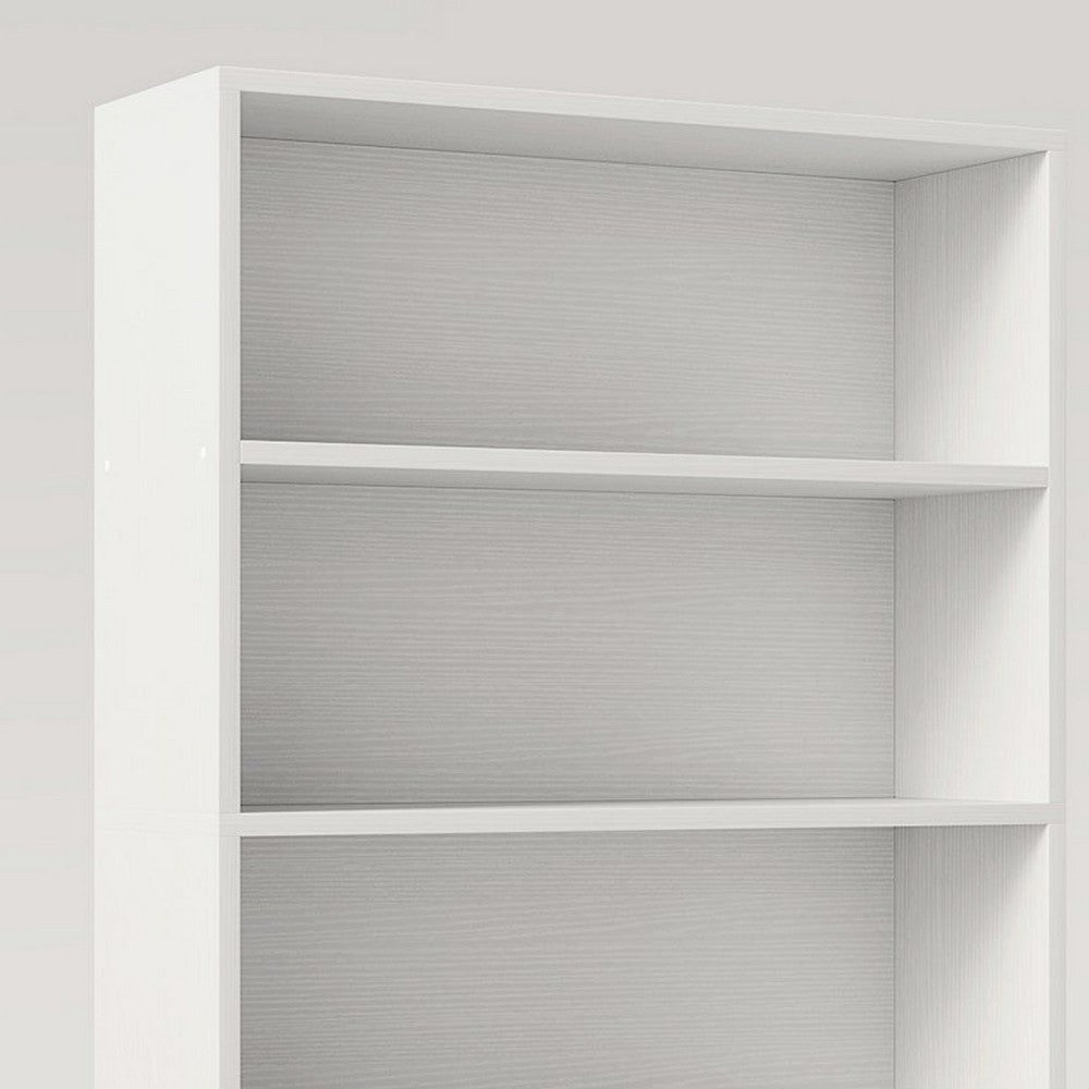Modern Bookcase, Closed Back with LED Lights, 5 Display Shelves, White -BM336965