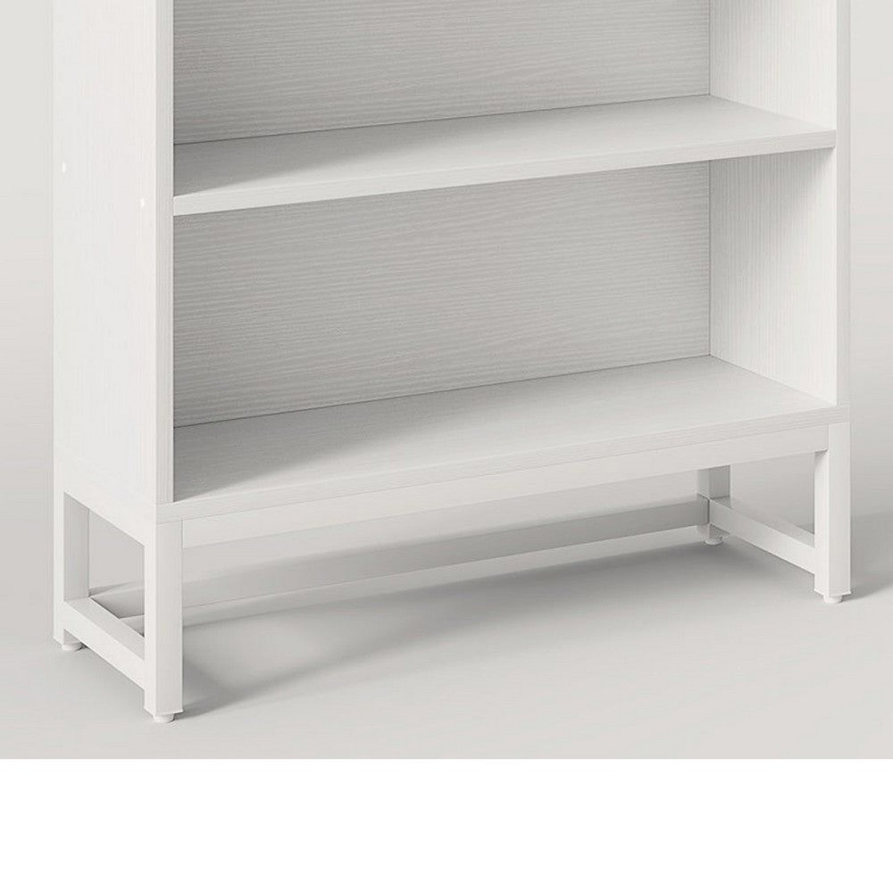 Modern Bookcase, Closed Back with LED Lights, 5 Display Shelves, White -BM336965
