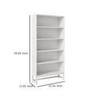 Modern Bookcase, Closed Back with LED Lights, 5 Display Shelves, White -BM336965