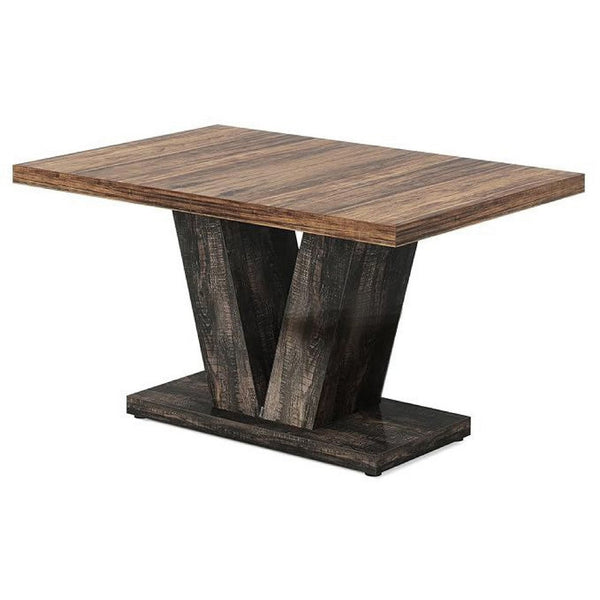 Farmhouse Dining Table with V Pedestal Base, 47 Inch Oak Brown Top -BM336966