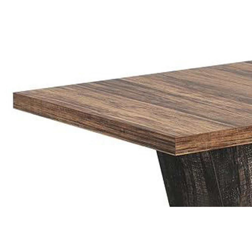 Farmhouse Dining Table with V Pedestal Base, 47 Inch Oak Brown Top -BM336966