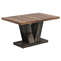 Farmhouse Dining Table with V Pedestal Base, 47 Inch Oak Brown Top -BM336966