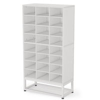 Freestanding Shoe Rack with 24 Cubbies and Shelf, 8 Tier Modern White -BM336967