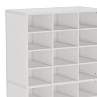 Freestanding Shoe Rack with 24 Cubbies and Shelf, 8 Tier Modern White -BM336967
