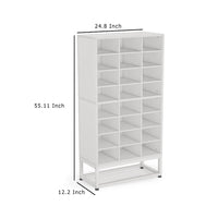 Freestanding Shoe Rack with 24 Cubbies and Shelf, 8 Tier Modern White -BM336967