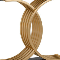 Meu Console Table, Curved Gold Metal Base, 39 Inch Black Faux Marble -BM336969