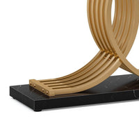 Meu Console Table, Curved Gold Metal Base, 39 Inch Black Faux Marble -BM336969
