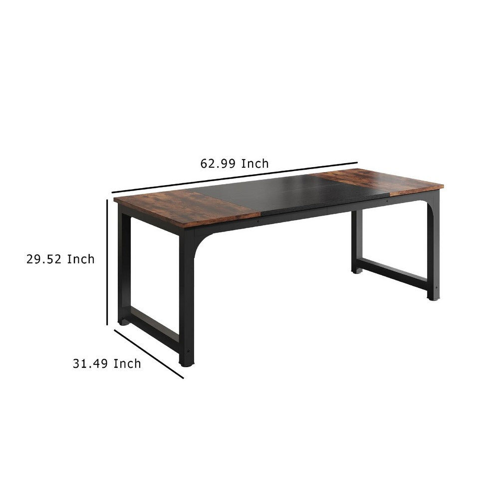 Conference Table with Black Metal Legs, 63 Inch Brown Rectangular Top -BM336970