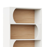 Etagere Bookcase w 5 Curved Display Shelves, Modern 71 Inch White Wood -BM336971
