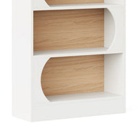 Etagere Bookcase w 5 Curved Display Shelves, Modern 71 Inch White Wood -BM336971