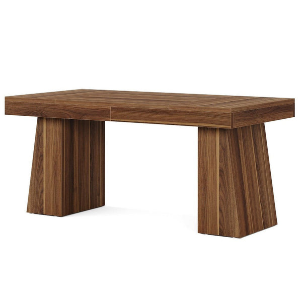 Executive Computer Desk, 55 Inch Rectangular Top, Brown Angled Base -BM336973