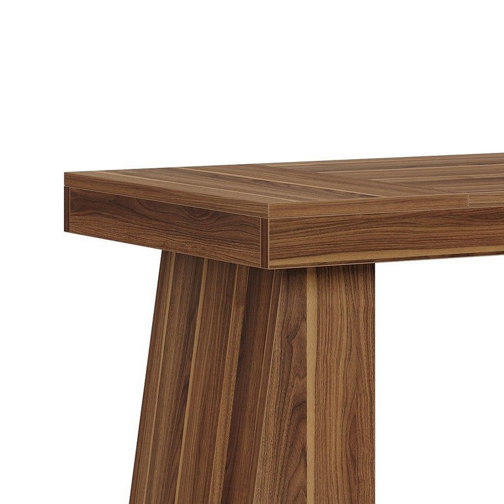 Executive Computer Desk, 55 Inch Rectangular Top, Brown Angled Base -BM336973