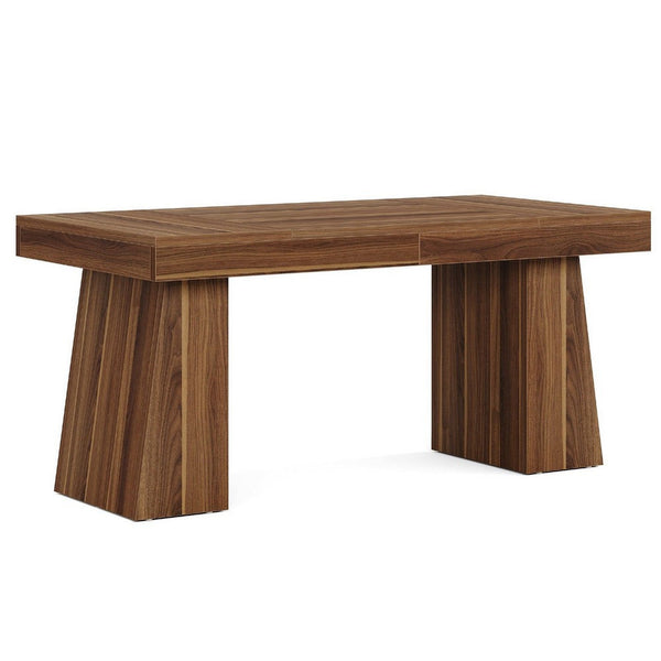Executive Computer Desk, 55 Inch Rectangular Top, Brown Angled Base -BM336973