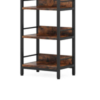 Meo Corner Bookshelf, 6 Shelves, Industrial Arched Black Metal Frame -BM336975