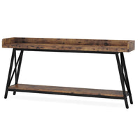 Industrial Sofa Console Table, 2 Tier Narrow, 71 Inch Brown and Black -BM336976