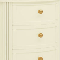 Nightstand with 3 Drawers, Gold Knobs, Oval Carved Design, Ivory Wood -BM336977