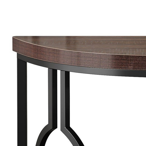 Accent Sofa Console Table, Geometric Black Metal, 43 Inch Half Moon -BM336979