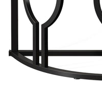 Accent Sofa Console Table, Geometric Black Metal, 43 Inch Half Moon -BM336979