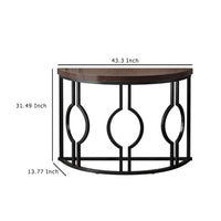 Accent Sofa Console Table, Geometric Black Metal, 43 Inch Half Moon -BM336979