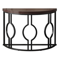 Accent Sofa Console Table, Geometric Black Metal, 43 Inch Half Moon -BM336979