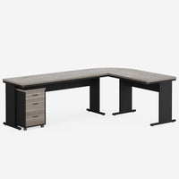Executive Desk w File Cabinet and Reversible L Setup, 83 Inch Gray -BM336980
