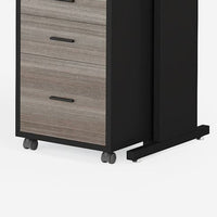 Executive Desk w File Cabinet and Reversible L Setup, 83 Inch Gray -BM336980