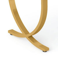 Dining Table, Modern Geometric Gold Metal, 63 Inch White Faux Marble -BM336981