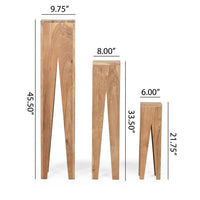 Nesting Accent Diaplay Table Set of 3, Brown Acacia Wood 46 34 22 Inch -BM336984