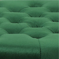 Round Ottoman, Tufted Emerald Green Velvet, Hardwood Frame, 22 Inch -BM336987