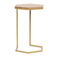 Nesting End Table Set of 3, Natural Brown Wood Gold Iron 26 25 22 Inch -BM336988