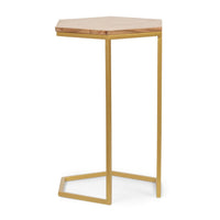 Nesting End Table Set of 3, Natural Brown Wood Gold Iron 26 25 22 Inch -BM336988