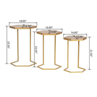 Nesting End Table Set of 3, Natural Brown Wood Gold Iron 26 25 22 Inch -BM336988