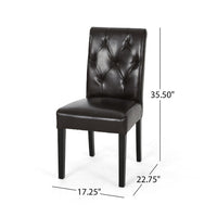 Lucie Dining Side Chair Set of 2, Chocolate Brown Faux Leather, Wood -BM336989