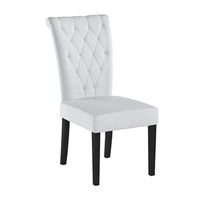 Chary Dining Side Chair Set of 2, Tufted Light Gray Fabric, Black Wood -BM336991