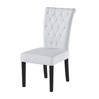 Chary Dining Side Chair Set of 2, Tufted Light Gray Fabric, Black Wood -BM336991