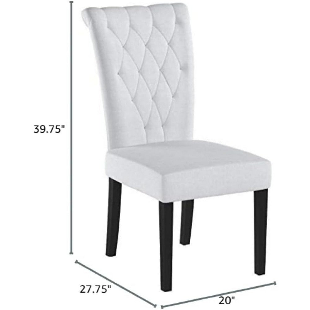 Chary Dining Side Chair Set of 2, Tufted Light Gray Fabric, Black Wood -BM336991