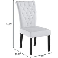 Chary Dining Side Chair Set of 2, Tufted Light Gray Fabric, Black Wood -BM336991