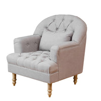 Neile Accent Armchair with Pillow, Tufted Blue Gray, Turned Legs -BM336994
