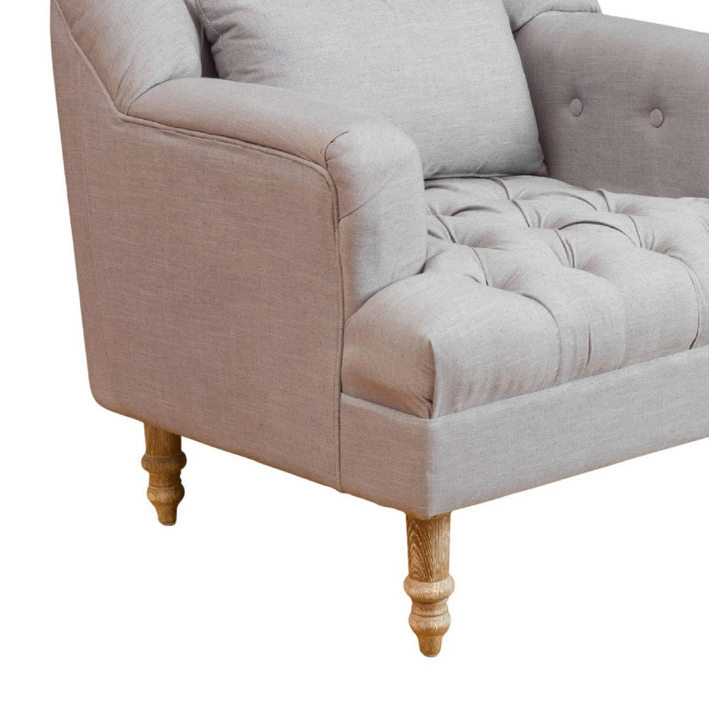 Neile Accent Armchair with Pillow, Tufted Blue Gray, Turned Legs -BM336994