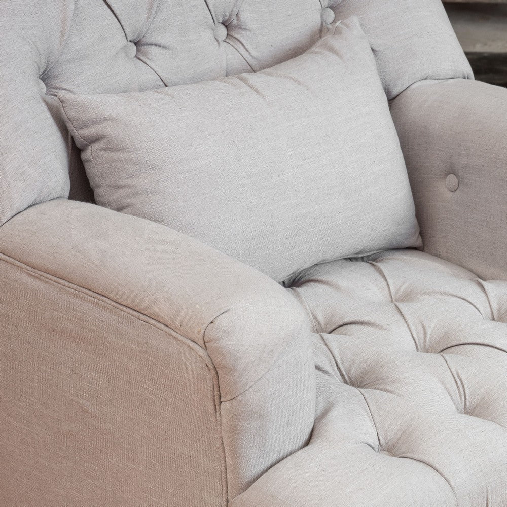 Neile Accent Armchair with Pillow, Tufted Blue Gray, Turned Legs -BM336994