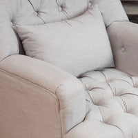 Neile Accent Armchair with Pillow, Tufted Blue Gray, Turned Legs -BM336994